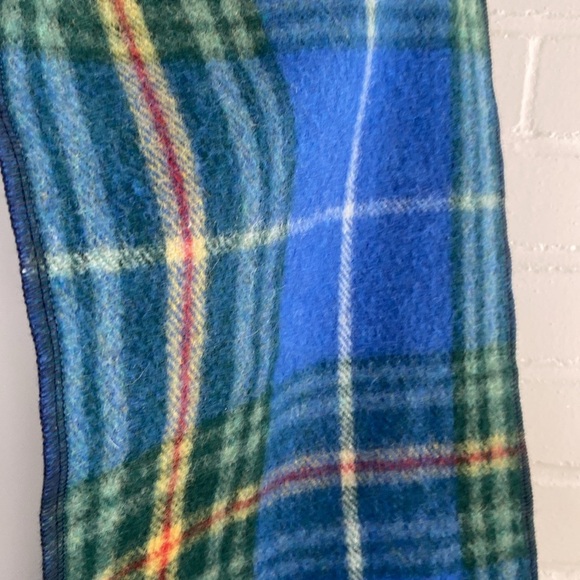 unisex classic deluxe wool blue plaid winter warm neck scarf scarve with pockets - Picture 2 of 6